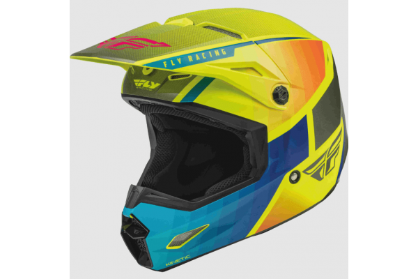 Шлем кроссовый FLY RACING KINETIC Drift детский (синий/Hi-Vis желтый/серый, YM, 140126-602-2661)
