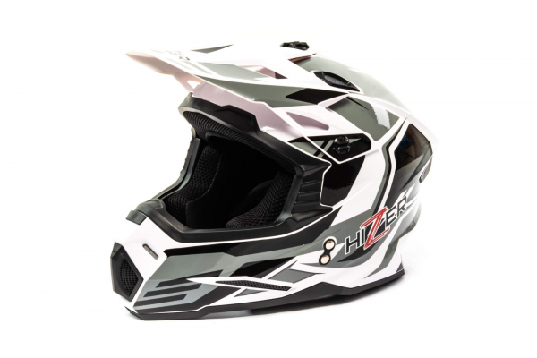 Шлем мото кроссовый HIZER J6801 (M) #4 white/gray